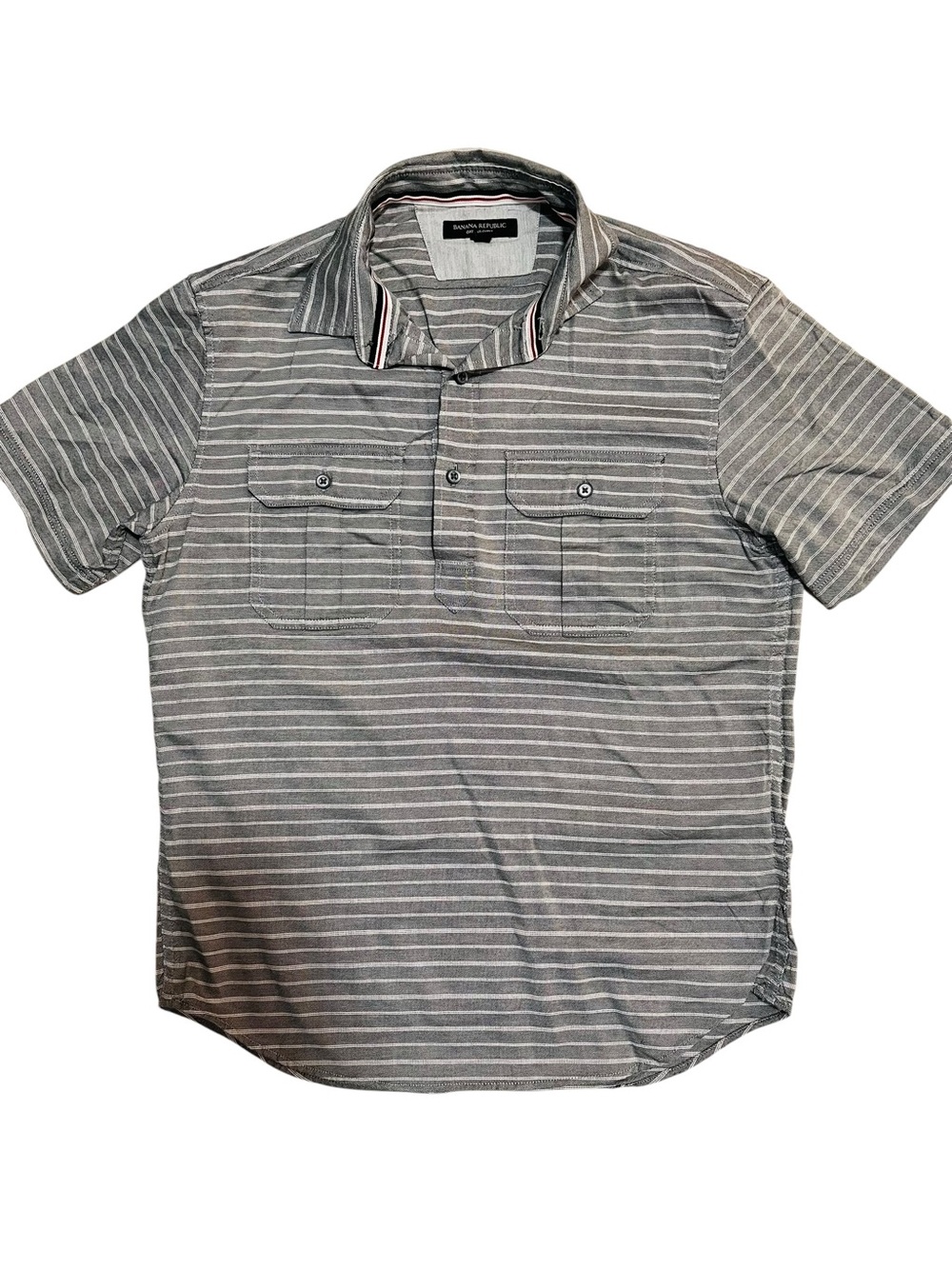 Banana Republic Oxford Gray Striped Button-Up Shirt Small